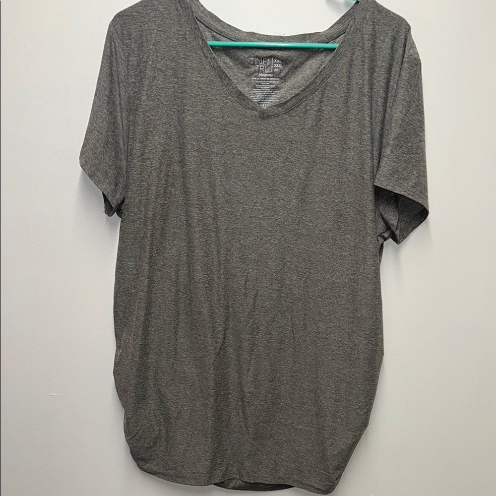Gray V-Neck Women's maternity Top